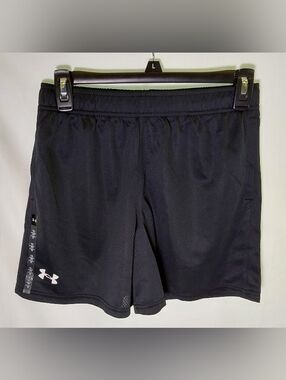 NWT Under Armour Black Athletic Mesh Shorts with White Logo